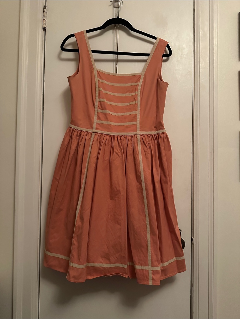 Orla Kiely Peach Dress with Cream Trim
